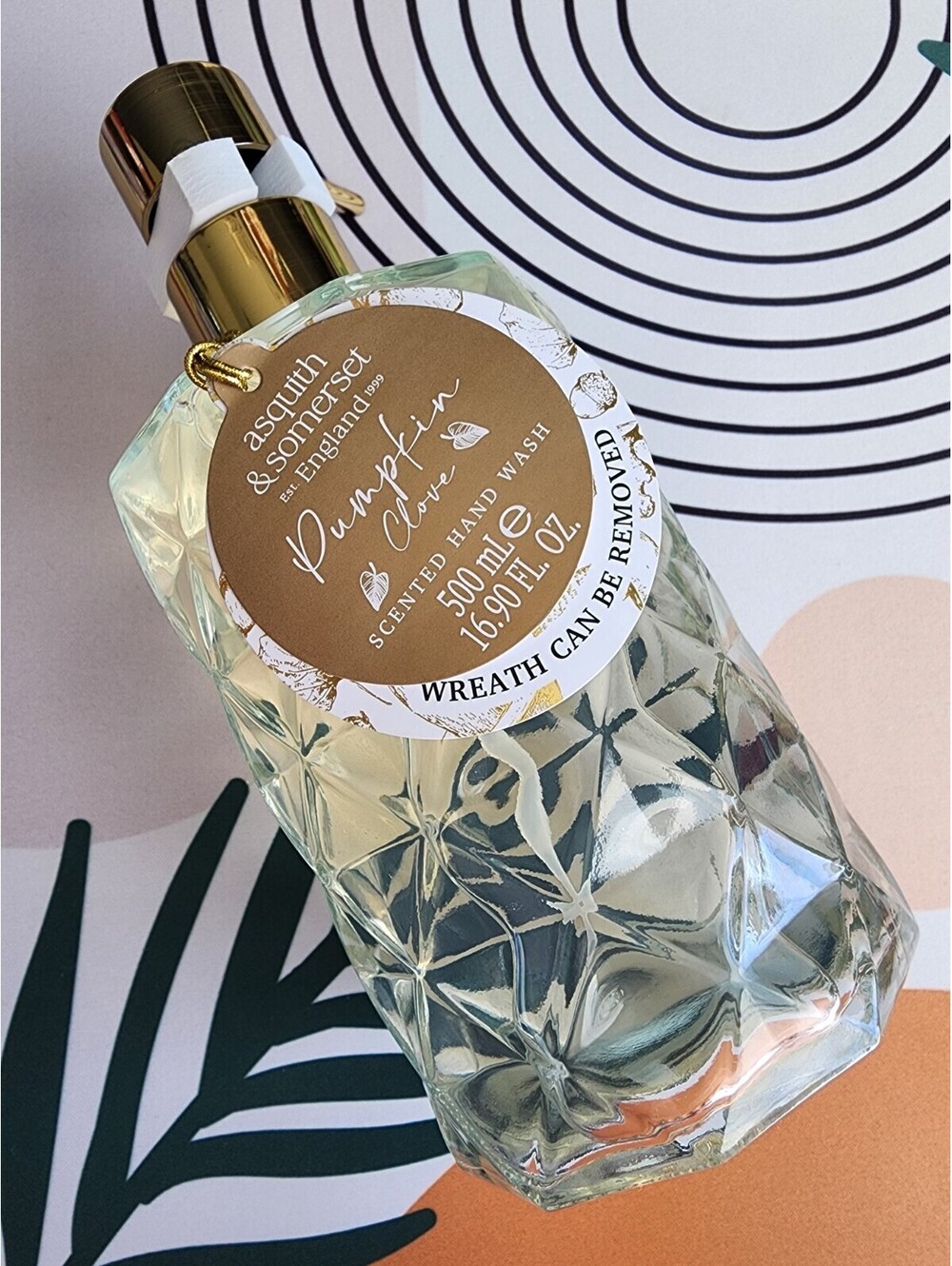 Asquith & Somerset Pumpkin Clove Scented Hand Wash Geometric Glass 16.9 Oz